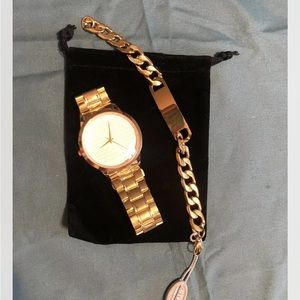 Mens The Lord’s Prayer gold tone watch and bracelet set new never worn